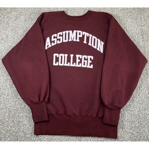 Vintage Champion Reverse Weave Assumption College Maroon Sweatshirt Size XL USA